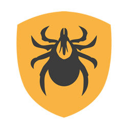 Stylized black spider icon on yellow shield, perfect for Rovince country clothing.