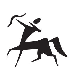 Stylized black silhouette of a running deer, showcasing superior quality in country clothing.