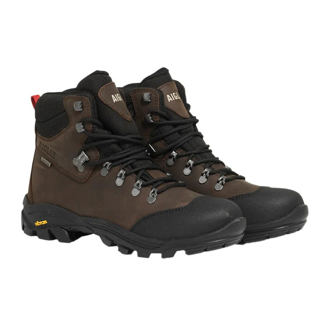 Brown leather hiking boots from Aigle Laforse, perfect for outdoors and country clothing