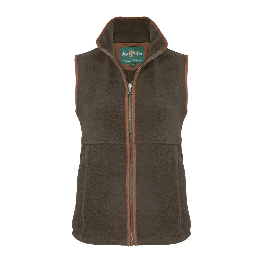 Brown fleece vest with zipper and collar from Alan Paine Aylsham Ladies collection