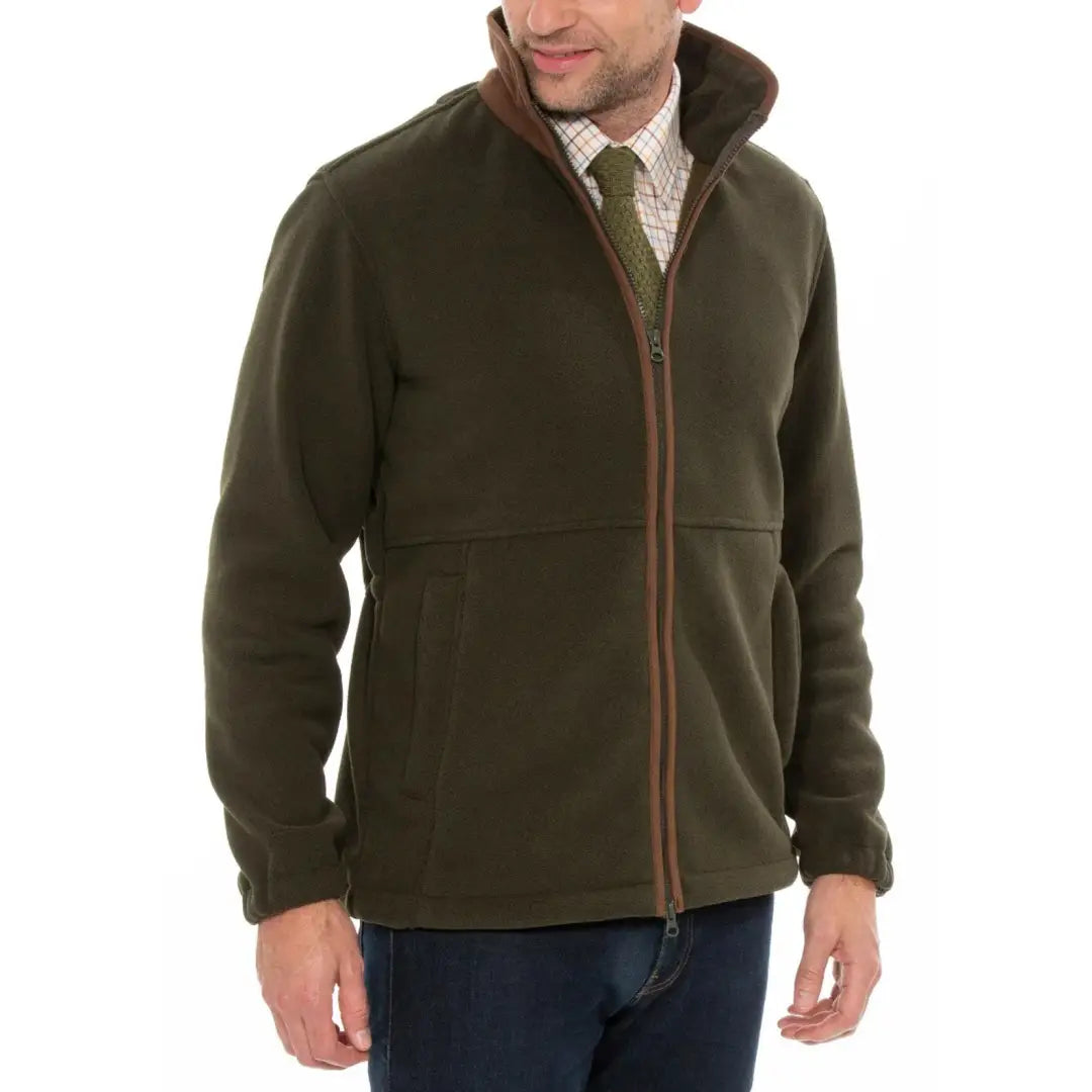 Dark green fleece jacket with full-length zipper from Alan Paine Aylsham collection