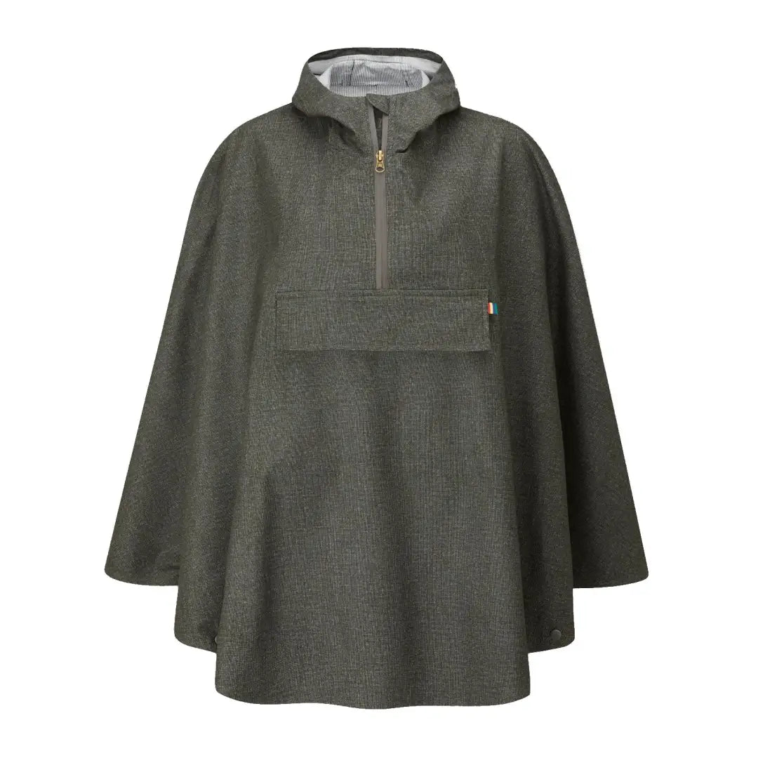 Olive green Fernley waterproof poncho jacket with hood, perfect for stylish women’s wear