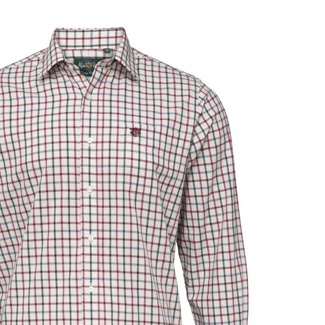 Checkered Alan Paine Ilkley Men’s Shirt in red and black on a white background