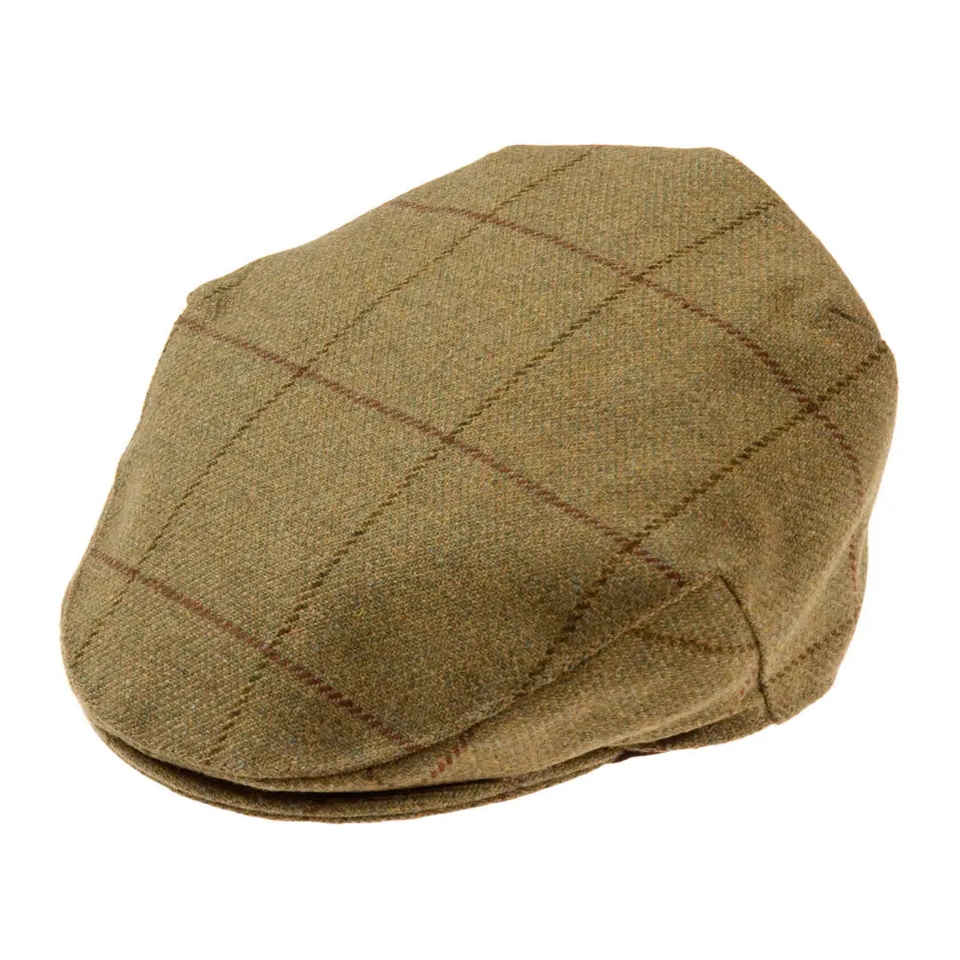 Olive quilted flat cap with diamond pattern from Alan Paine Rutland for stylish looks