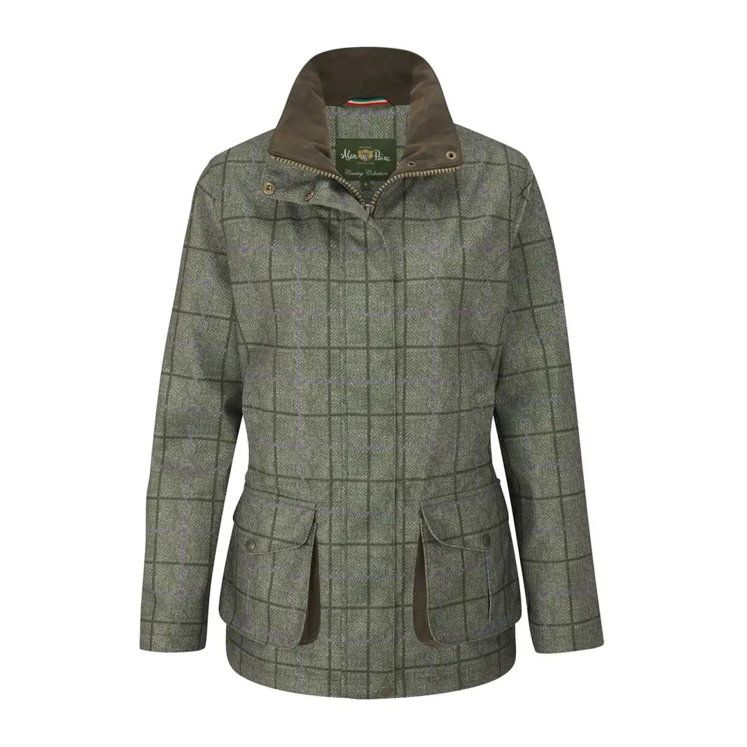 Stylish Green Plaid Tweed Alan Paine Didsmere Ladies Coat to stay warm in luxury