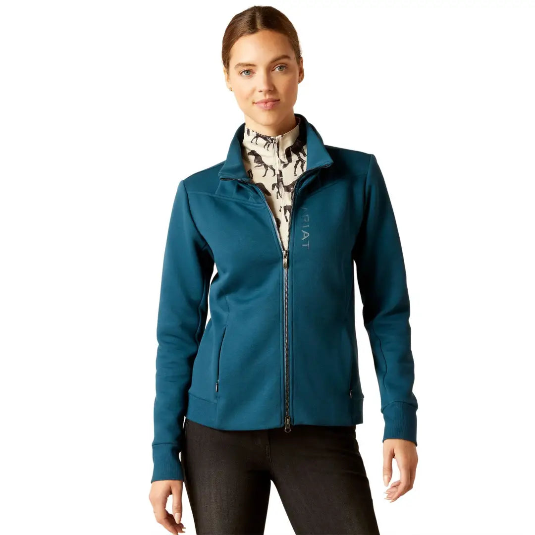 Teal blue fleece jacket perfect for country clothing and outdoor adventures