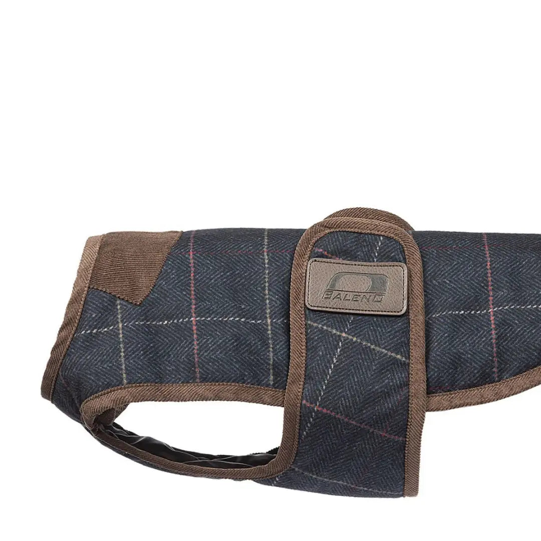 Plaid Baleno Bobby Printed Tweed Dog Coat with brown trim and handy handle