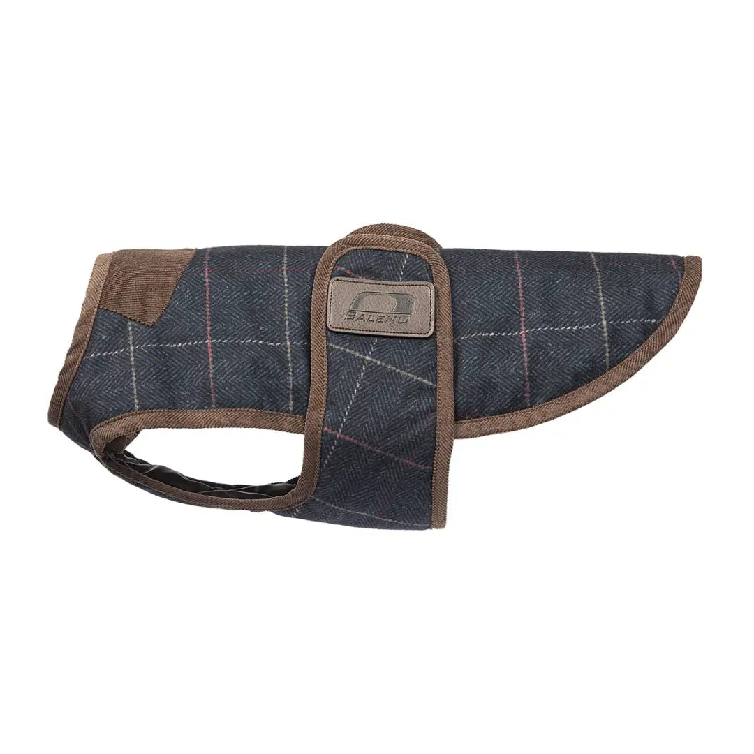 Stylish Baleno Bobby Printed Tweed Dog Coat with plaid pattern and brown trim