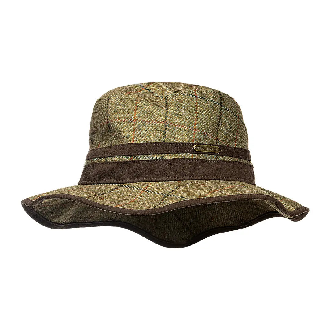 Tweed bucket hat with brown band and brim from Baleno Caitlin Printed collection