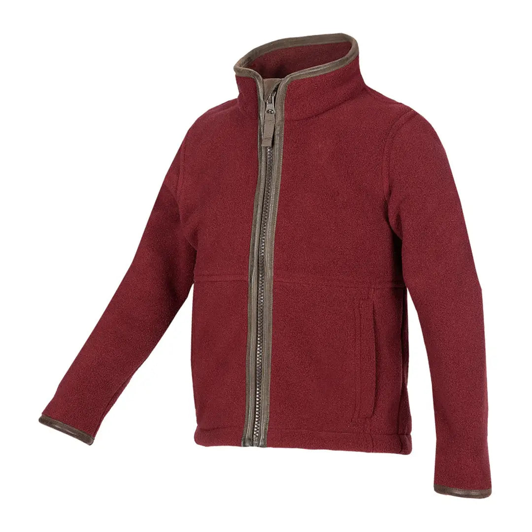 Burgundy Baleno Cody Childrens Fleece Jacket with full-length zipper and stand-up collar