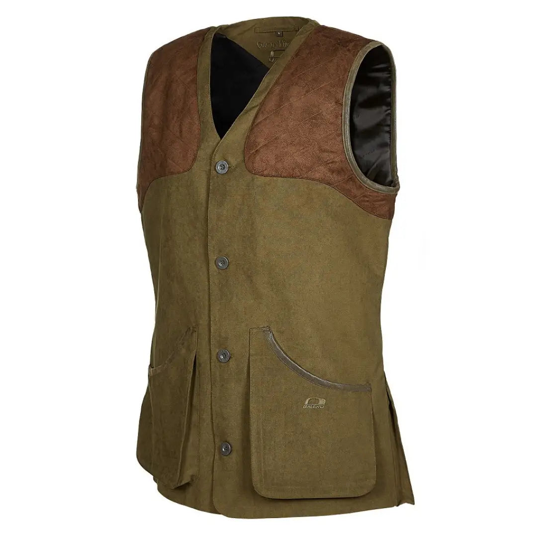 Hunting vest with leather patches and pockets, perfect for a Baleno Dolman traditional gilet