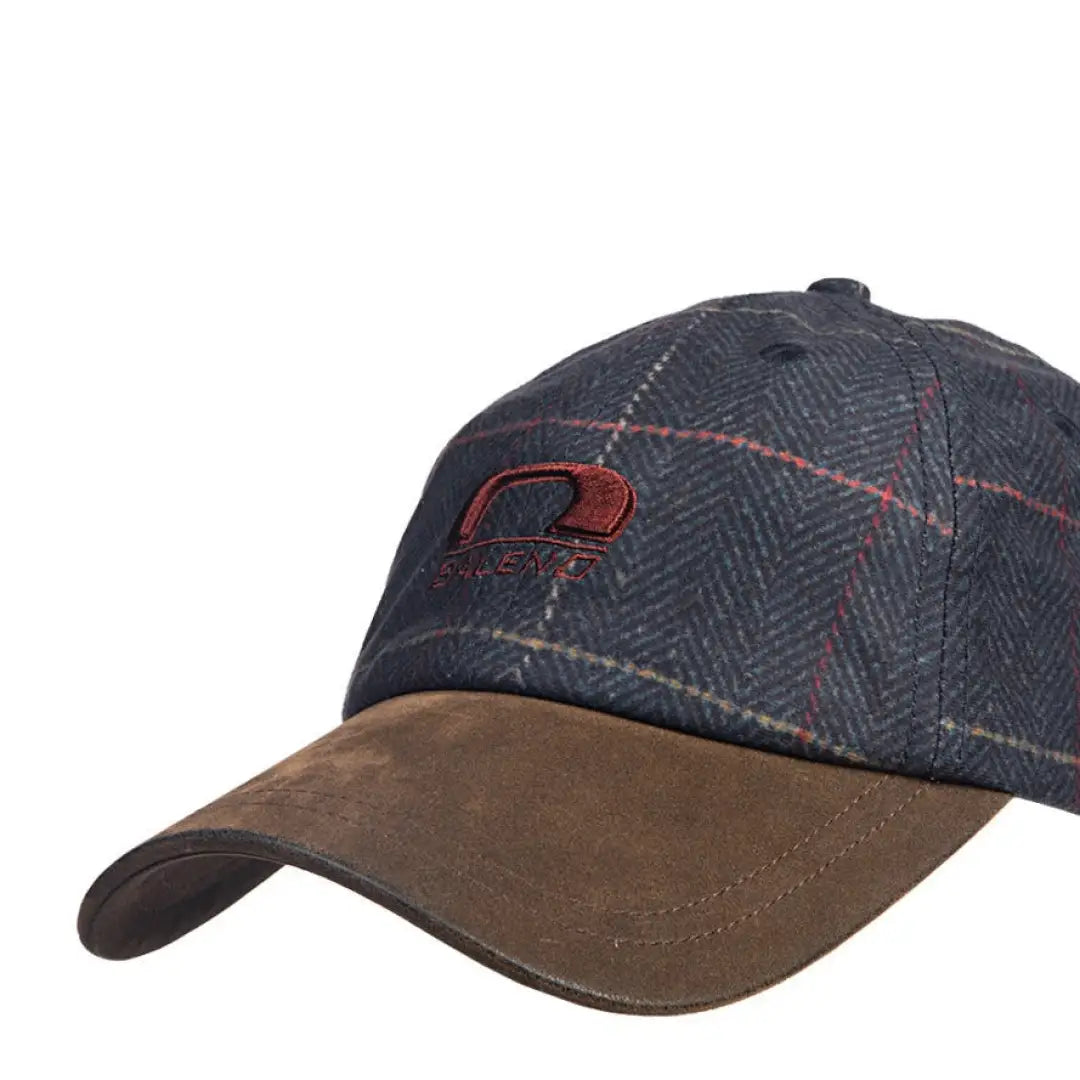 Plaid baseball cap with a leather brim and red logo from Baleno Edward Printed series