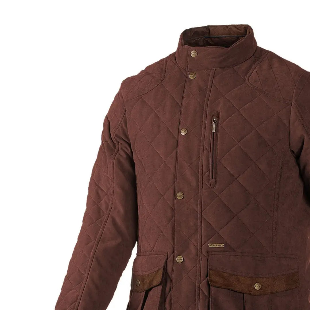 Brown quilted jacket with high collar and pockets from Baleno Goodwood Coat