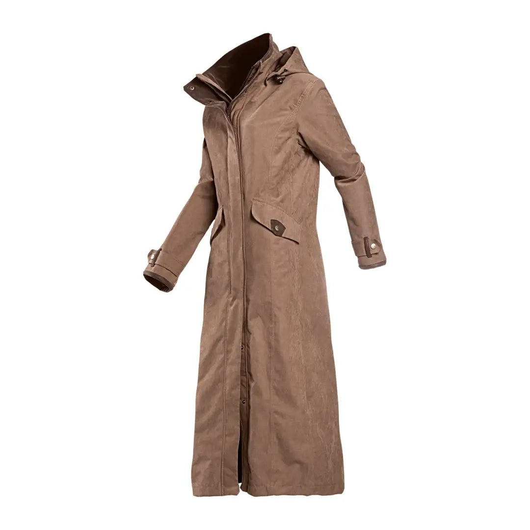 Long beige Baleno Kensington coat with high collar and stylish button details