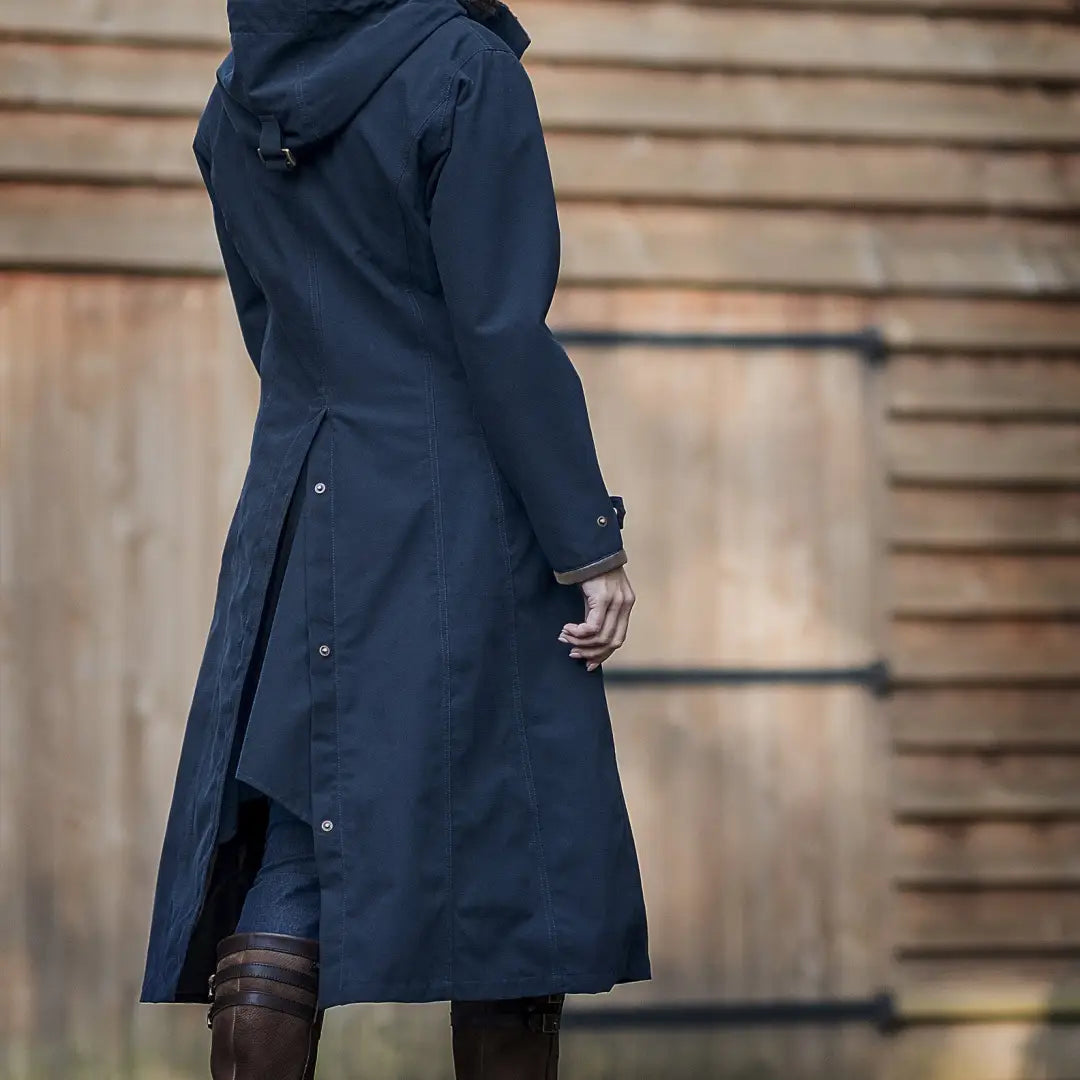 Navy blue Baleno Kensington coat with a belted waist for stylish ladies