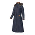 Long navy blue Baleno Kensington Warm Ladies Jacket with removable faux fur hood