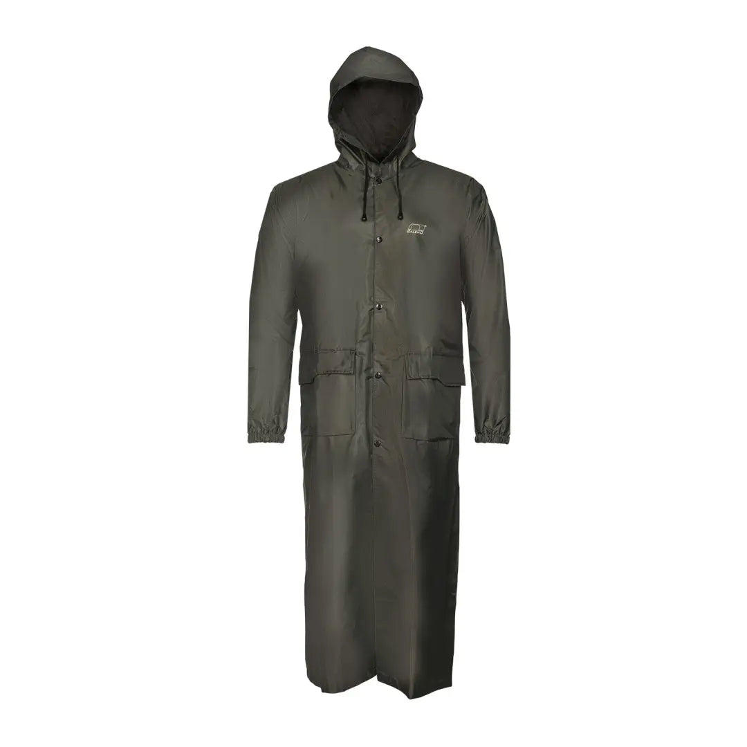 Dark green Baleno Montana Raincoat with adjustable fixed hood and full-length zipper