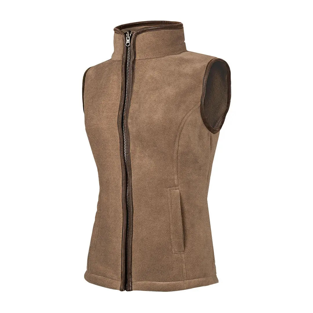 Tan sleeveless fleece bodywarmer with zipper from Baleno Sally Ladies collection