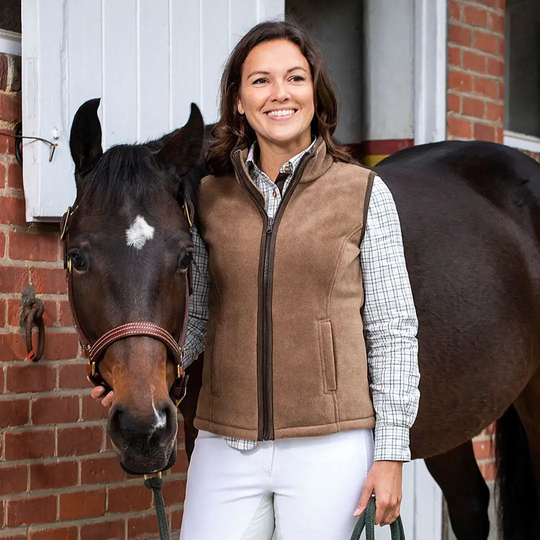 Dark brown horse with white marking, perfect for Baleno Sally Ladies Fleece Bodywarmer