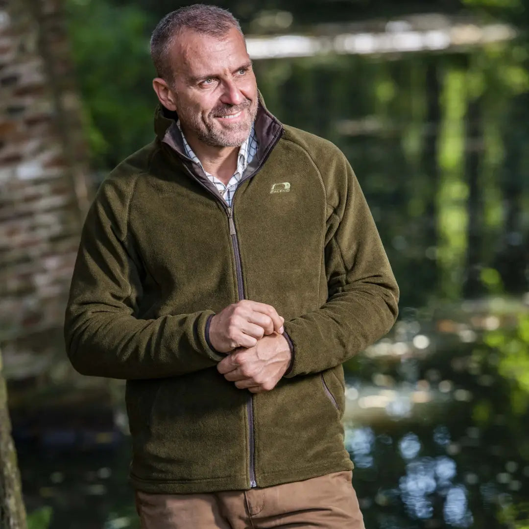 Middle-aged man in an olive green Baleno Watson Water Resistant Fleece outdoors