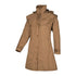 Tan hooded trench coat with button front in Baleno Worcester Ladies 3/4 length coat