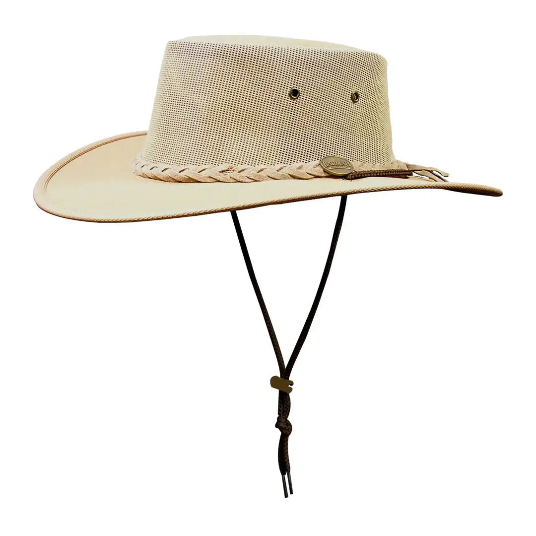 Beige Barmah Drovers hat with braided band perfect for country clothing and outdoors adventures