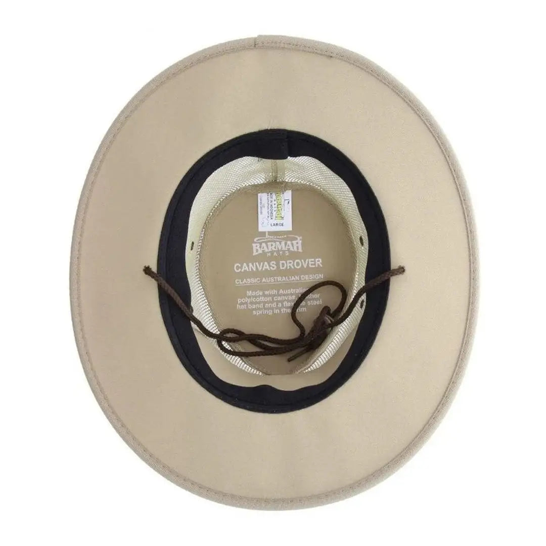 Beige wide-brimmed Barmah Drovers hat, perfect for country clothing and outdoor adventures