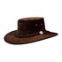 Brown suede leather Barmah Squashy Hat with braided band, perfect for outback adventures