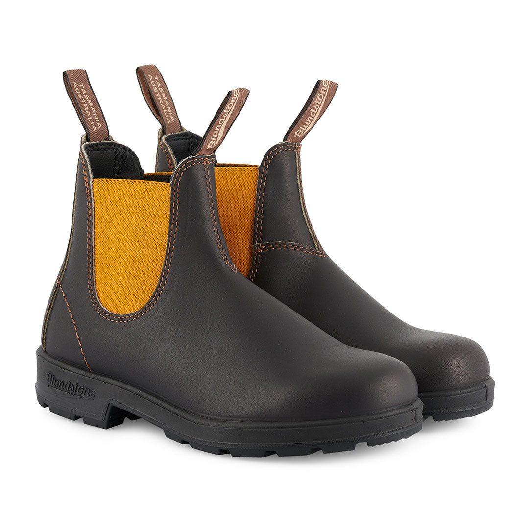 Brown leather Blundstone 1919 Mustard Chelsea Boots for stylish, comfy every day wear