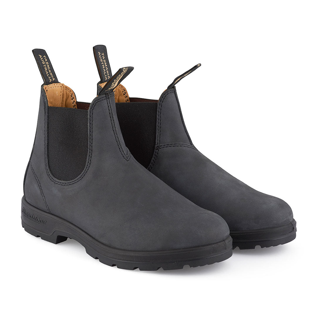 Pair of Blundstone 587 Rustic Black Chelsea Boots perfect for country clothing style