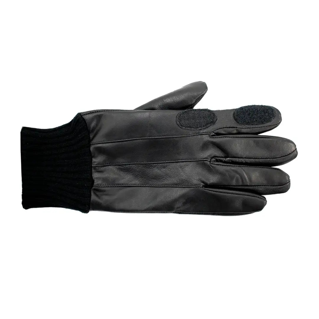 Stylish Black Leather Shooting Gloves with knit cuff and textured fingertips from British Bag Co