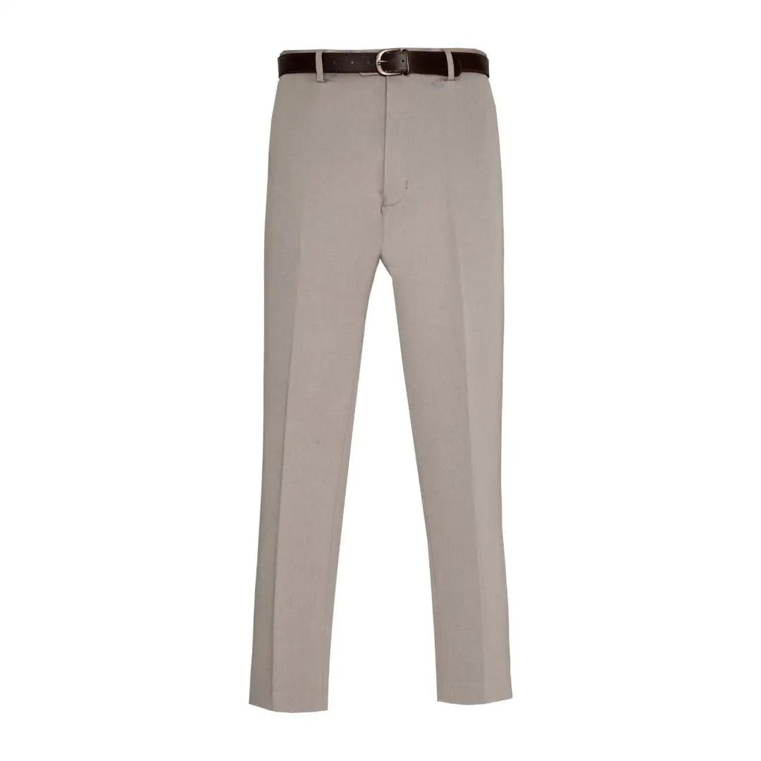 Light beige Cavalry Twill Trousers with a stylish dark belt for a sharp look