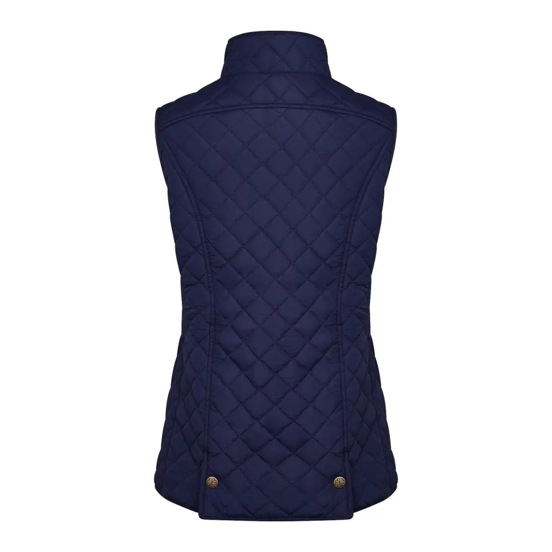 Navy blue Champion Banbury Ladies quilted vest with high collar and snap buttons