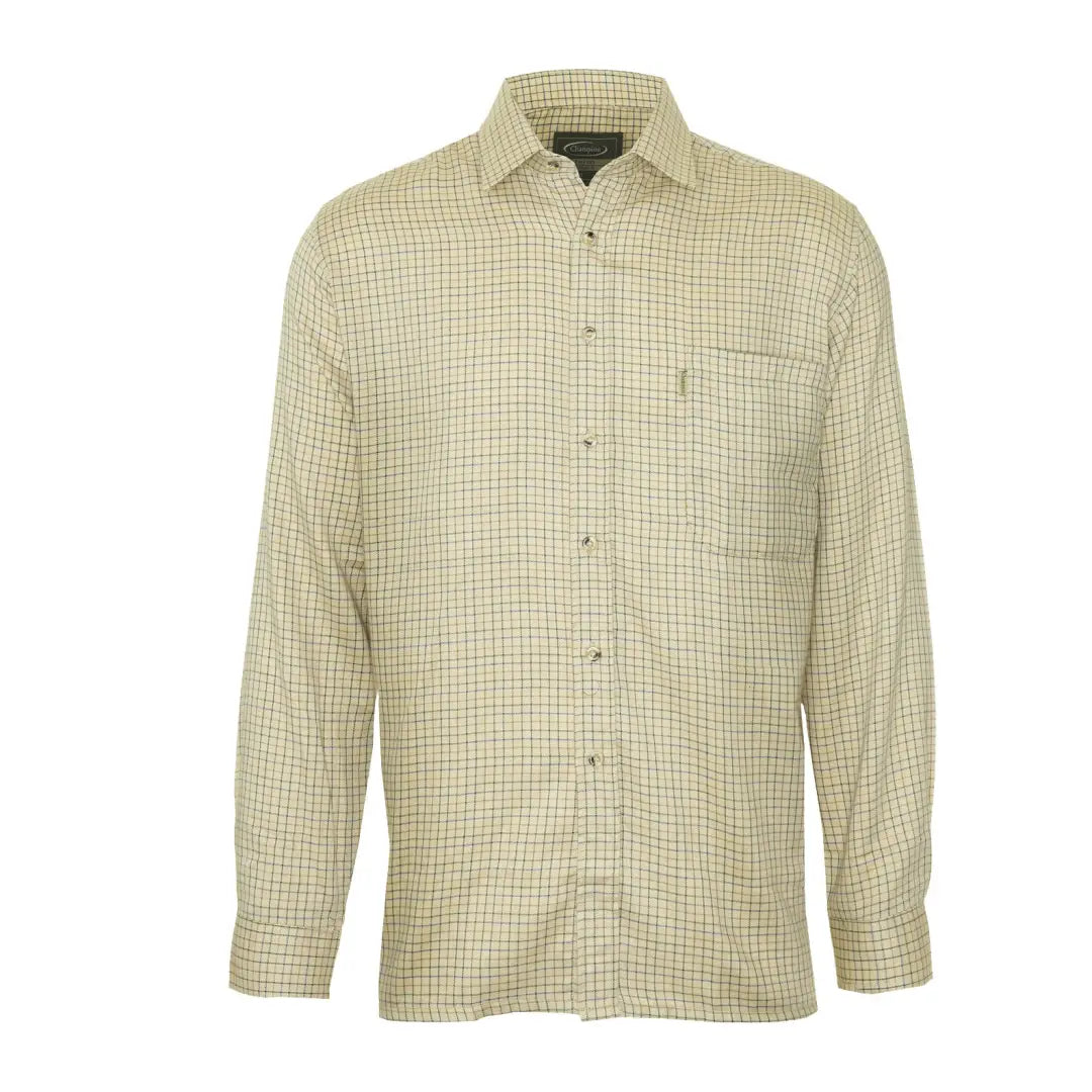 Beige and white checkered Champion Cartmel long sleeve country shirt with pocket