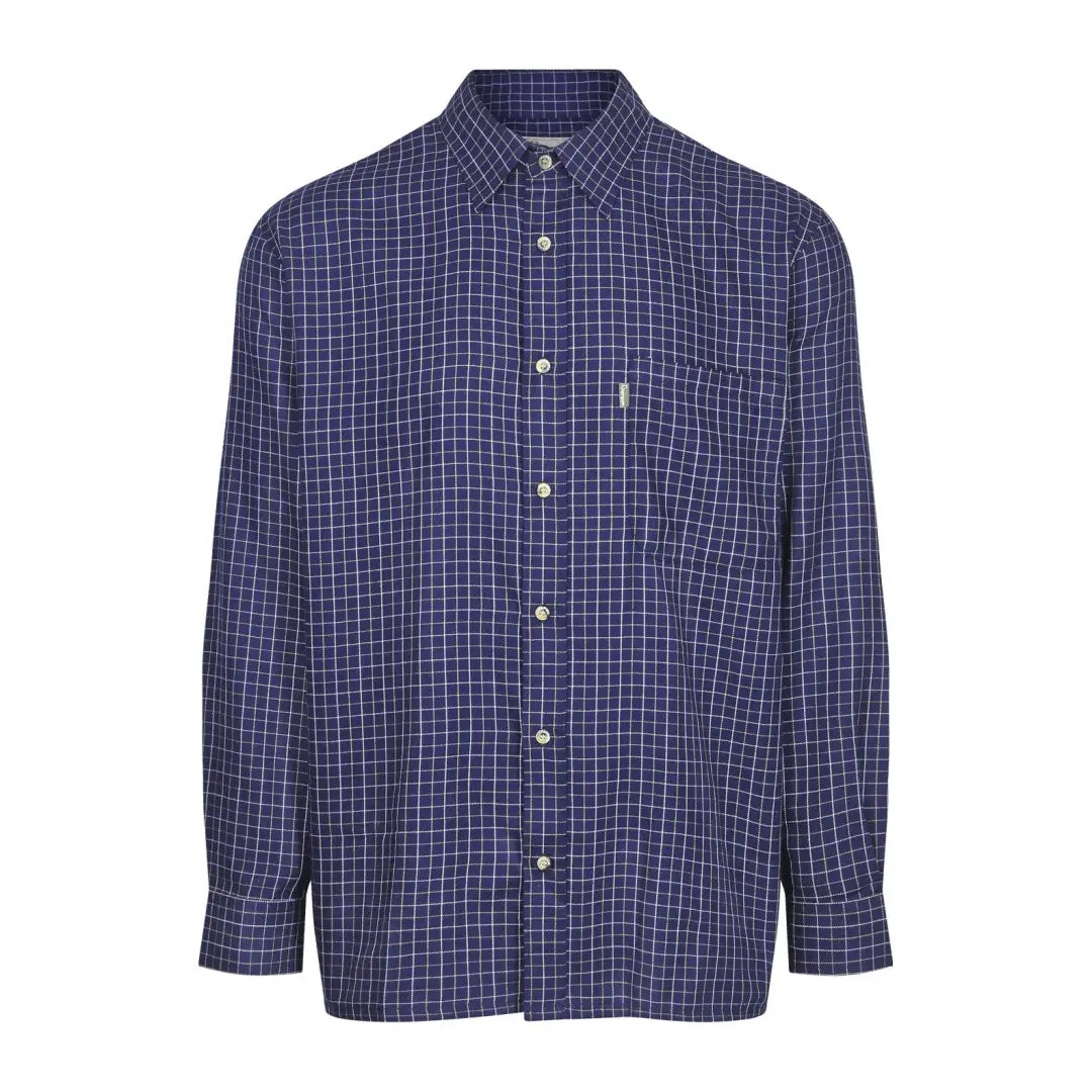 Navy blue and white checkered Champion Castleton Polycotton Shirt with chest pocket