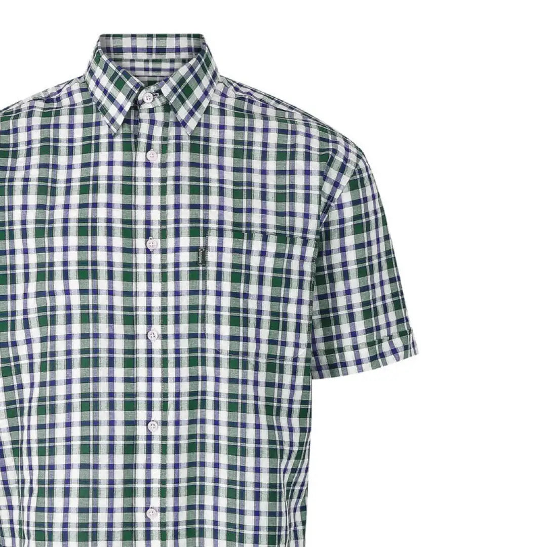 Short-sleeved shirt featuring green, white, and navy plaid - Champion Croyde Short