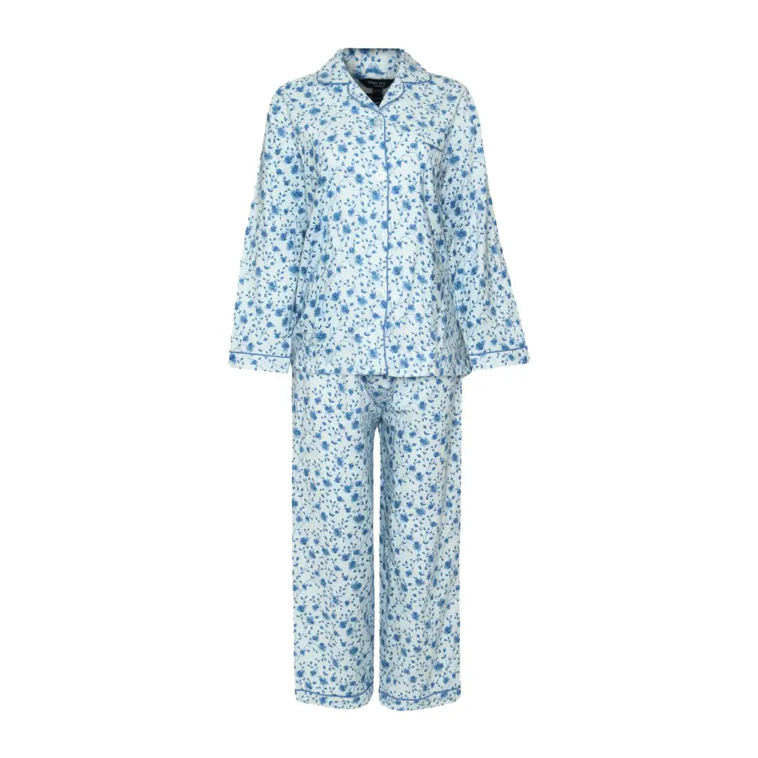 Floral print Champion Eleanor Ladies Pyjamas in light blue with long sleeves and pants