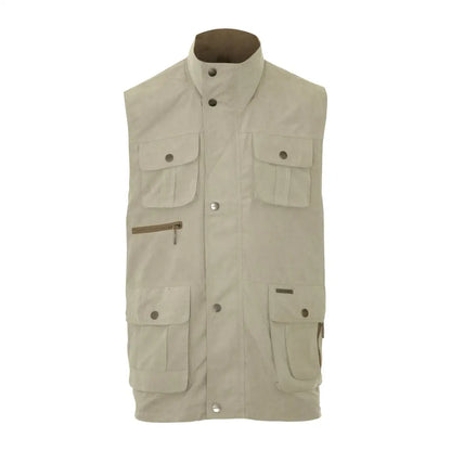 Beige sleeveless Champion Farnham Gilet with pockets and a high collar