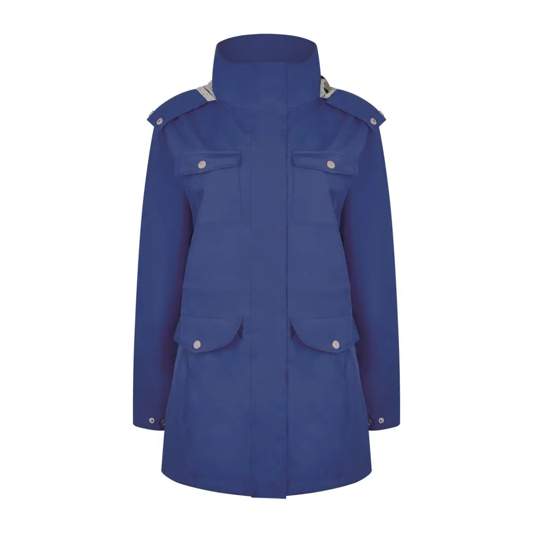 Blue Champion Filey Ladies Waterproof Coat with pockets and high collar for winter style