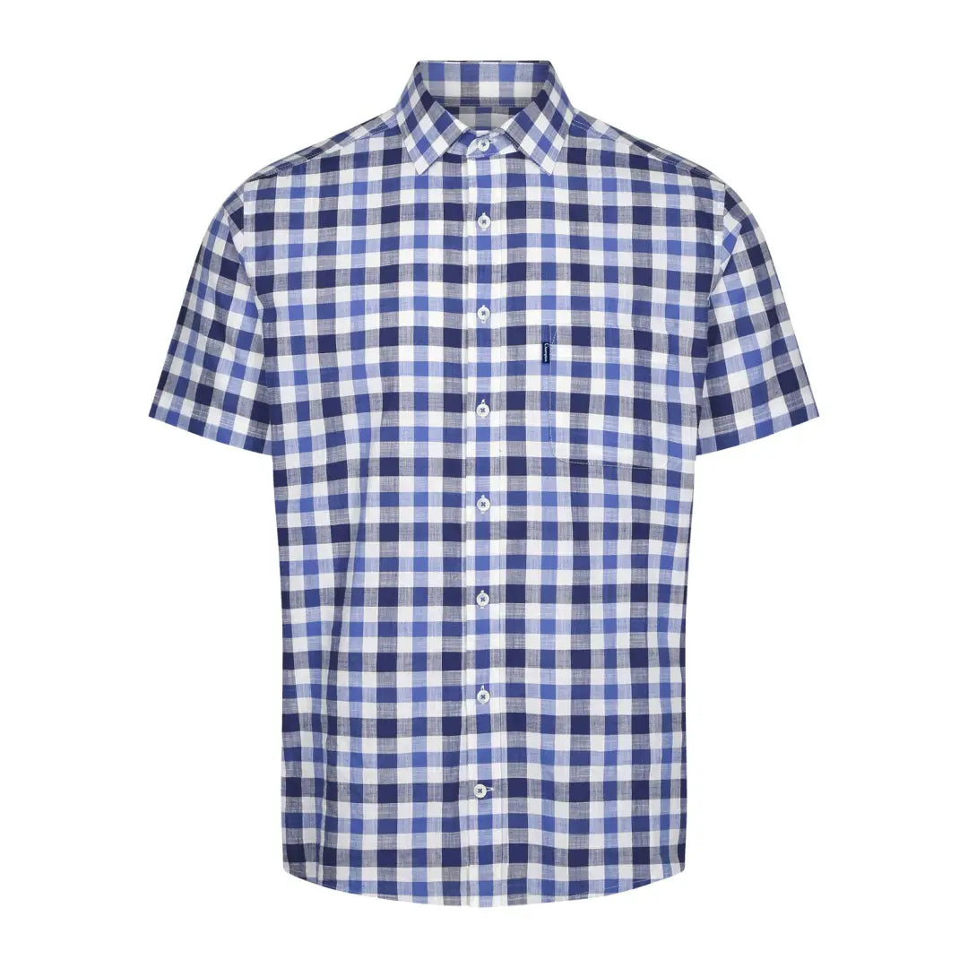 Champion Holkham Short Sleeve Shirt in blue and white gingham check pattern