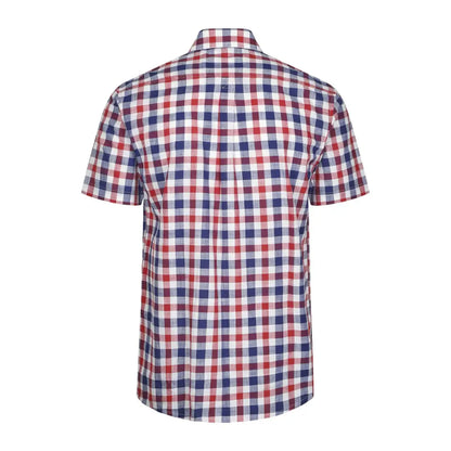 Champion Holkham Short Sleeve Shirt in a red, white, and blue checkered pattern