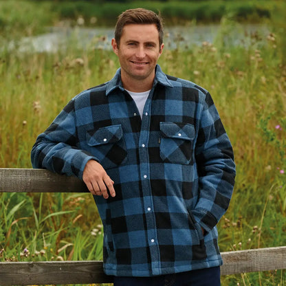 Blue and black plaid Champion Kinross Padded Shirt with two chest pockets