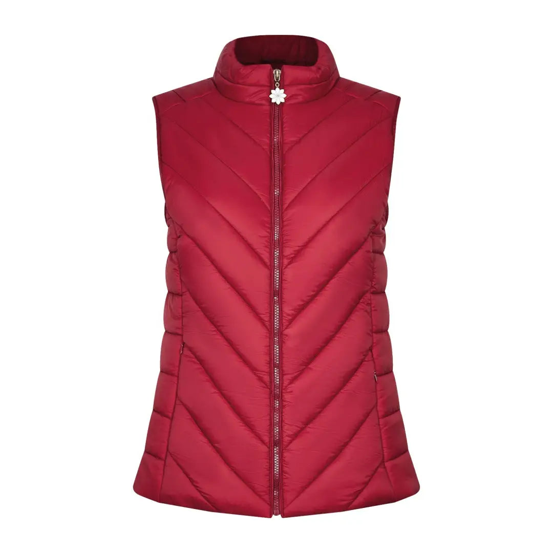 Red Champion Lundy Ladies Quilted Gilet with full-length zipper and high collar