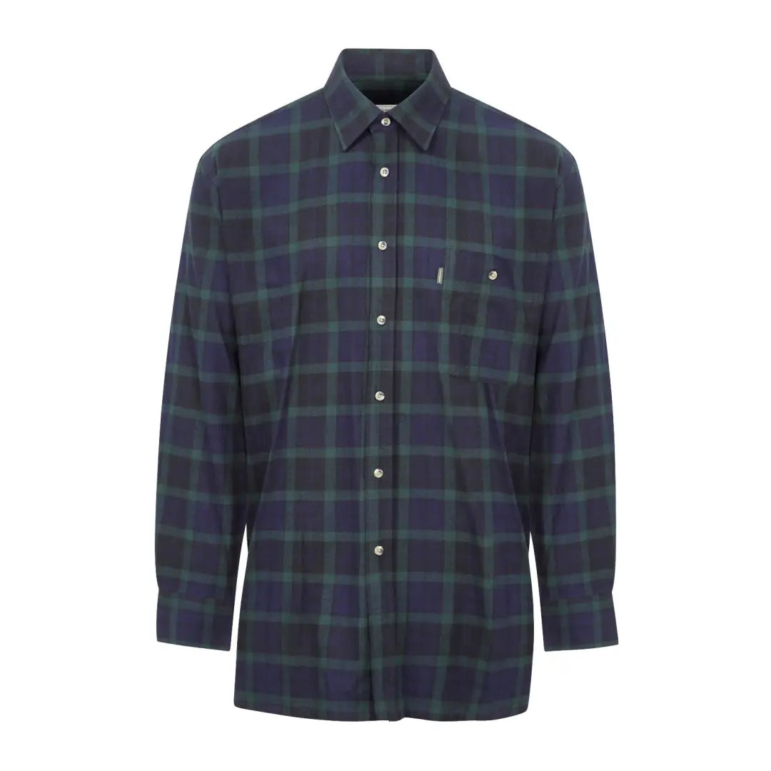 Plaid button-up shirt in dark blue and green tones, Champion Matlock Super Cotton Shirt