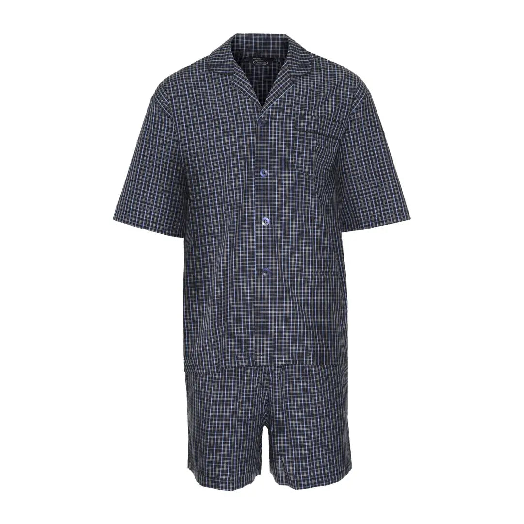 Men’s Champion Richmond Short Pyjamas in dark checkered pattern for comfy nights