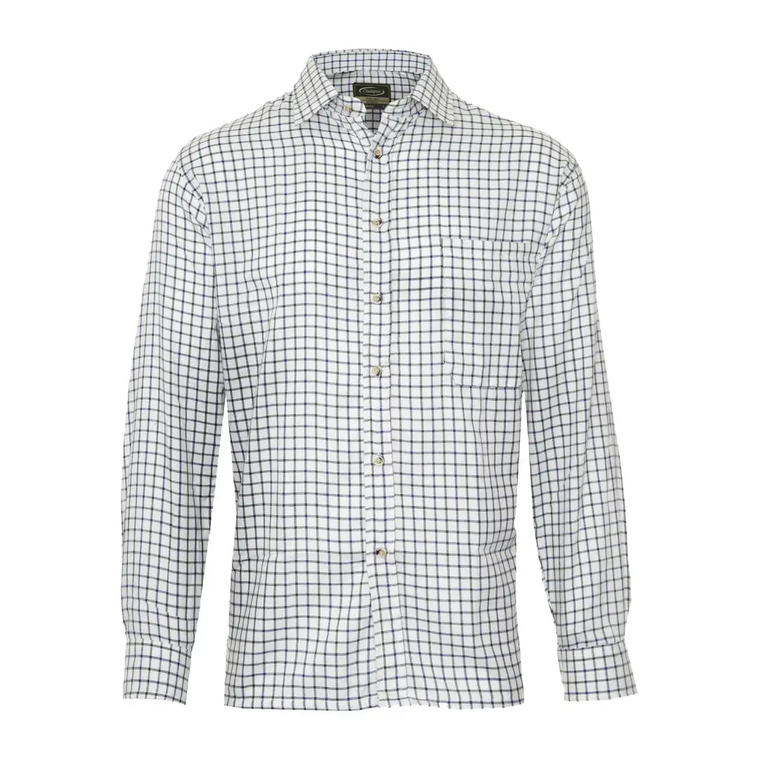 White button-down shirt with a black grid pattern from Champion Salisbury Shirt