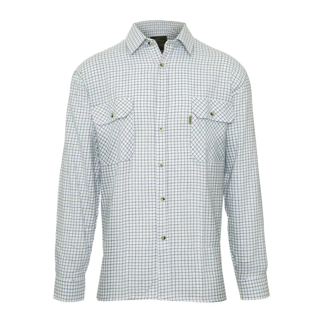 Champion Tattersall Shirt in white and blue checkered pattern with chest pockets