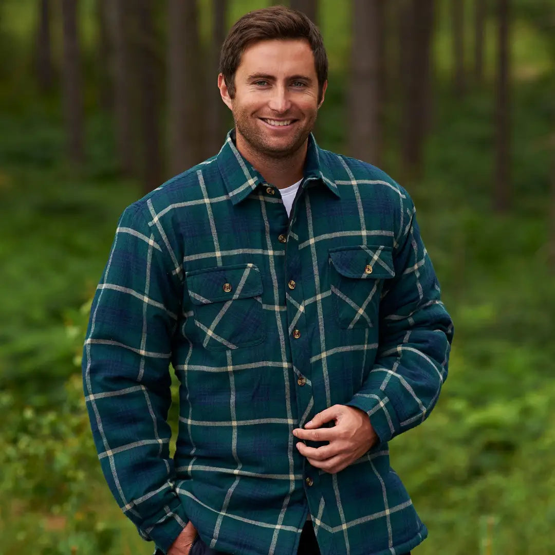 Plaid flannel Champion Totnes Padded Shirt with collar and front pockets