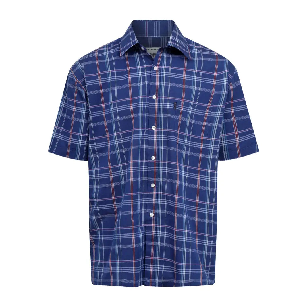 Blue plaid Champion Whitby short sleeved shirt perfect for casual outings