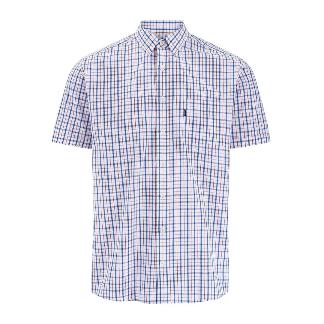 Short-sleeved Champion Whitstable shirt in blue, white, and red checkered pattern